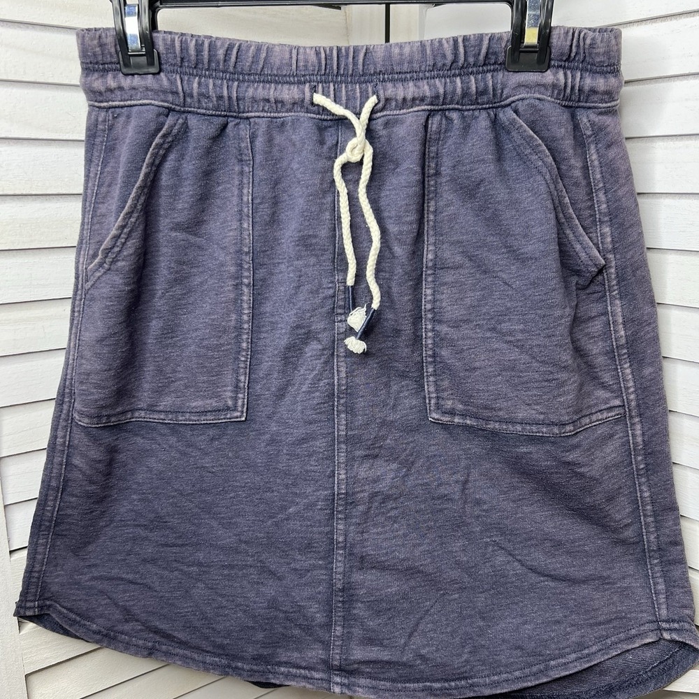 Sonoma Navy Fade Luxe Skirt Women's Small Drawstring Terry Knit Cotton Blend